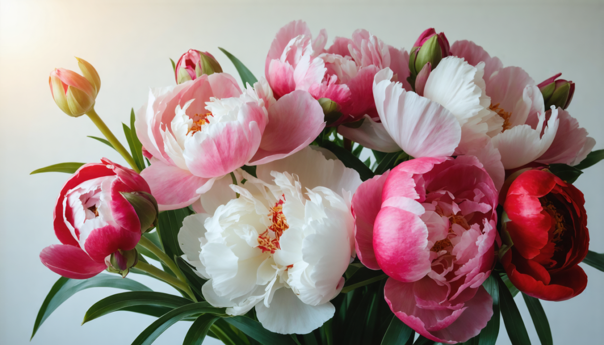 offrez à maman un magnifique bouquet de pivoines éclatantes pour célébrer la fête des mères avec élégance et tendresse.