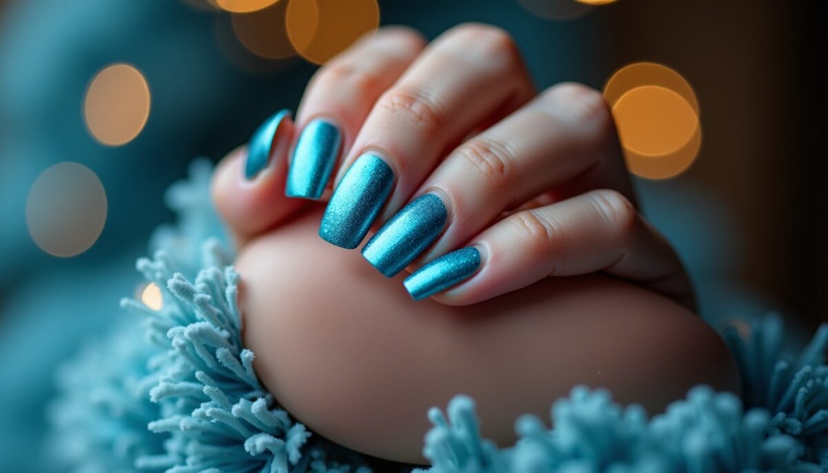 Inspirations originales pour des ongles bleu féerique pendant les fêtes de Noël